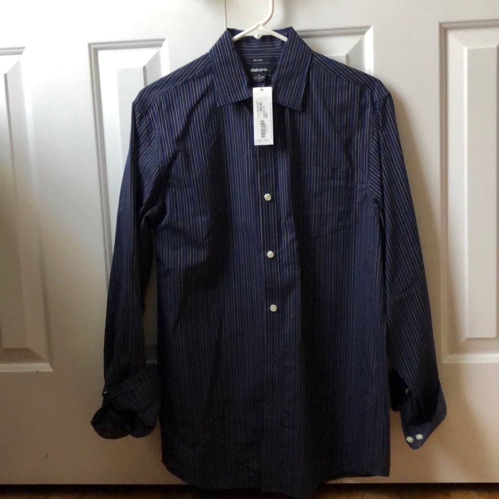 Claiborne Navy Button Up